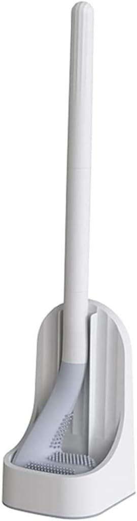 Toilet Brush Toilet Brush Toilet Brush and Holder, Toilet Bowl Brush with Long Handle and Flexible Bristles, Bathroom Toilet Bowl Toilet Brush and Holder (Color : Blue) (White)