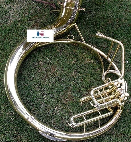 Brass Sousaphone Bb Big Bell Tuba 20'' Valve - Full Brass, Bag Included - Musical Instrument Gift