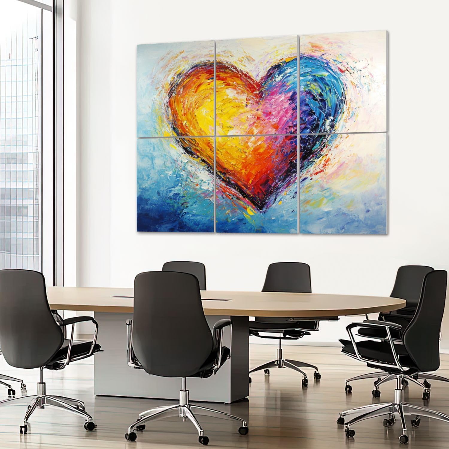 6 Pack Art Acoustic Panels Sound Absorbing Abstract Colorful Textural Heart Multicolored Brushstroke Textures Decorative Soundproof Wall Panels Self Adhesive for Recording Studios Office 72