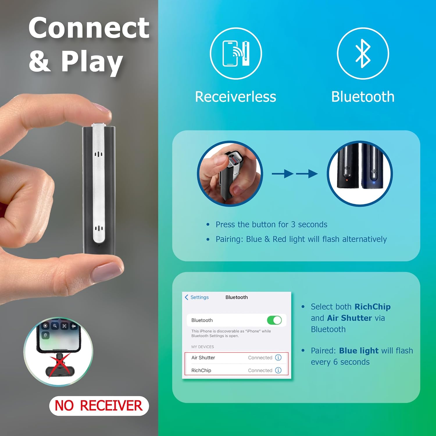 Advanced Bluetooth Wireless Microphone with Noise Cancelling - Ideal for Voice Recorder, Online Meetings, Interview Recording, Live Streaming, and GoPro HERO12 Compatibility (Silver)