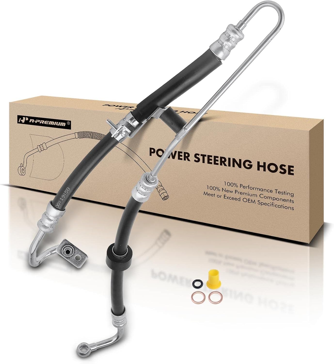 A-Premium Power Steering Pressure Hose Line Assembly Compatible with Mini Cooper 2002 2003 2004 2005 2006 2007 2008, 1.6L, with O-ring & Washer, Pump To Gear