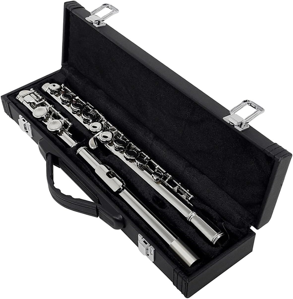 Flutes Musical Instrument 16 Holes Flute C Tone Closed Hole Silver Plated Cupronickel Flute Woodwind Instrument with Leather Case Cleaning Cloth