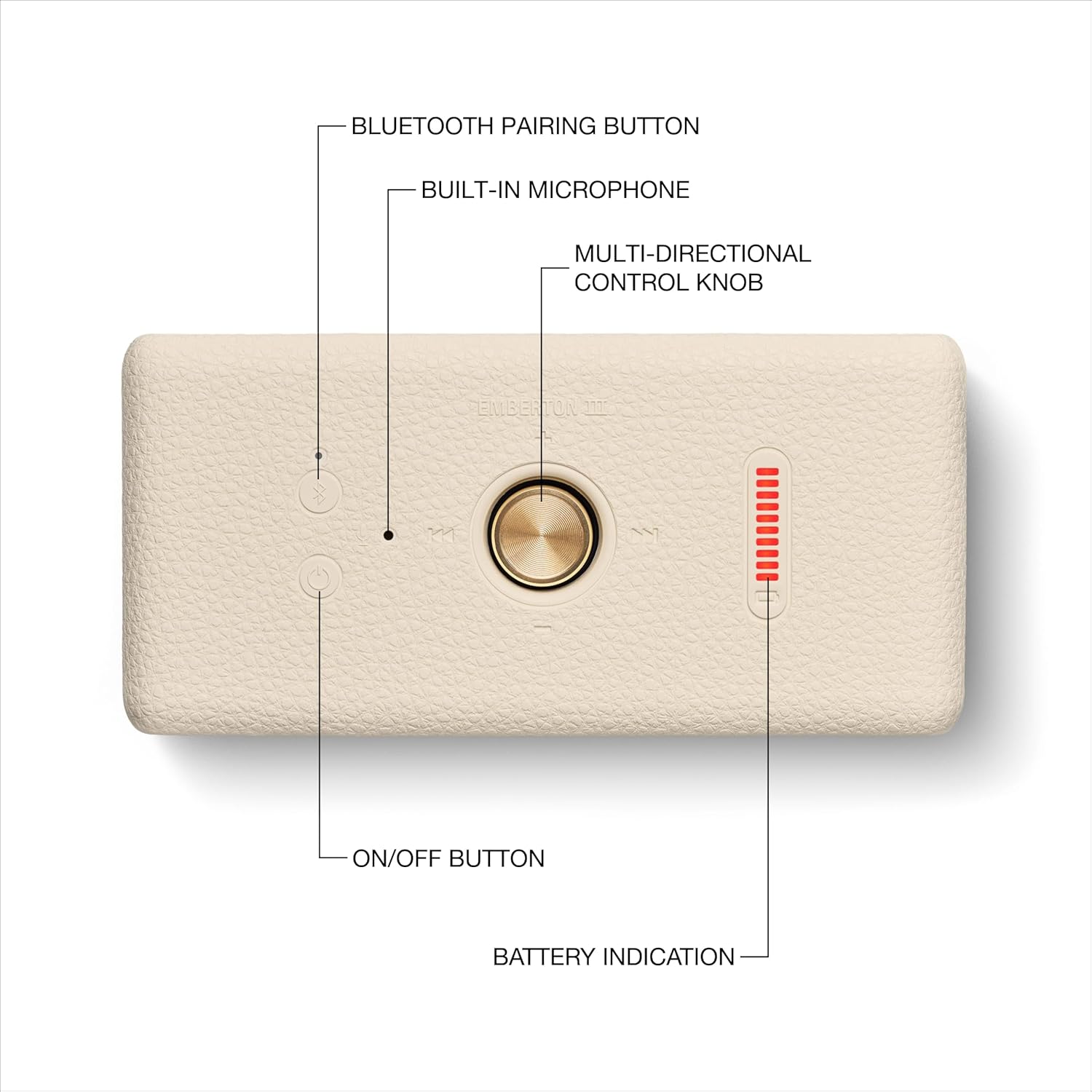 Marshall Emberton III Portable Bluetooth Speaker - Rugged Waterproof IP67 Design | Loud Stereo Sound, Deep Bass with 32+ Hr Playtime | Compact and Wireless for Travel and Outdoors - Cream