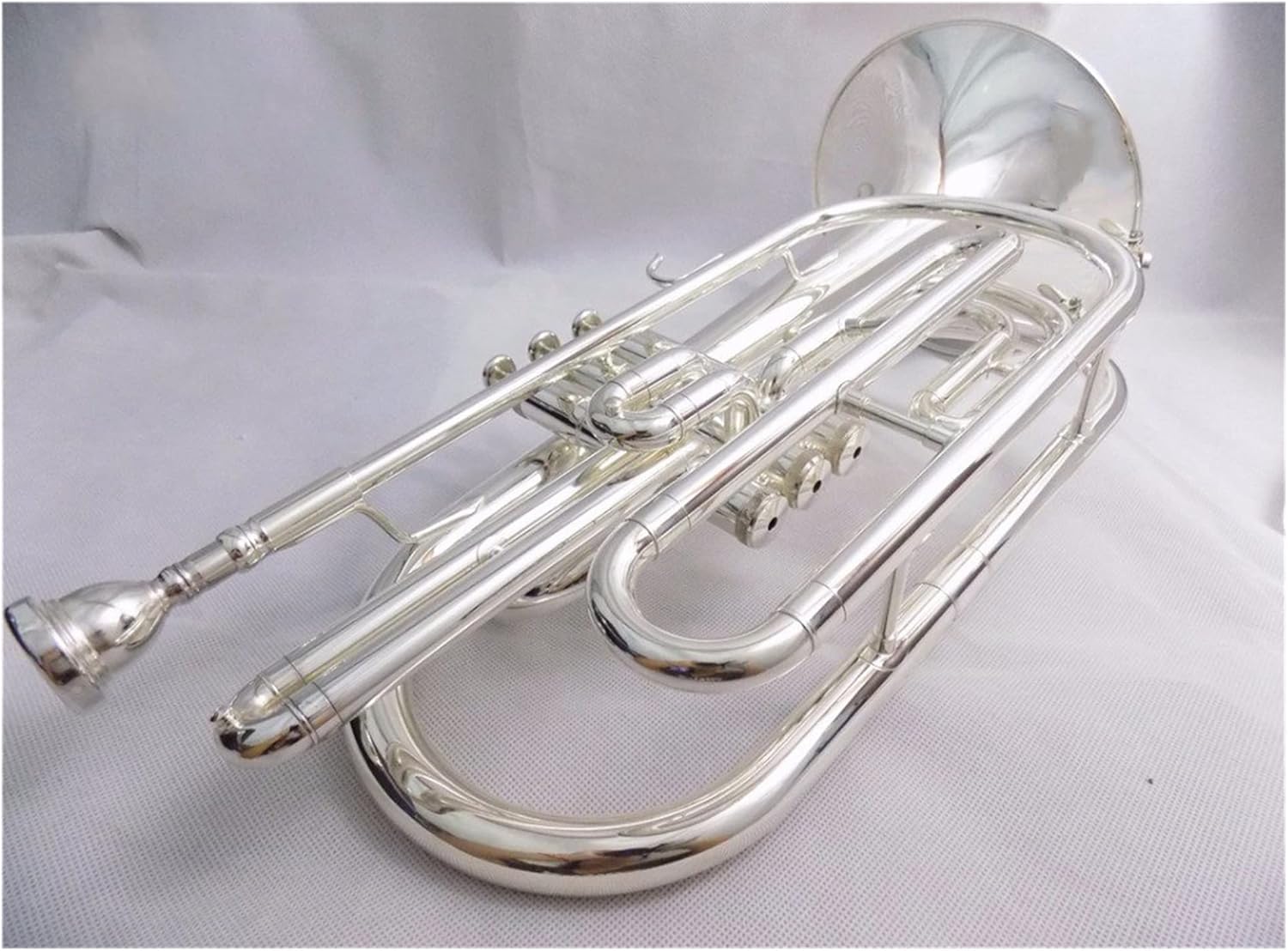FLFL Student Trumpet Bb Key Marching Trombone Lacquer Silver Plated with Case Mouthpiece Brass Musical Instruments (Color : Silver Plated)