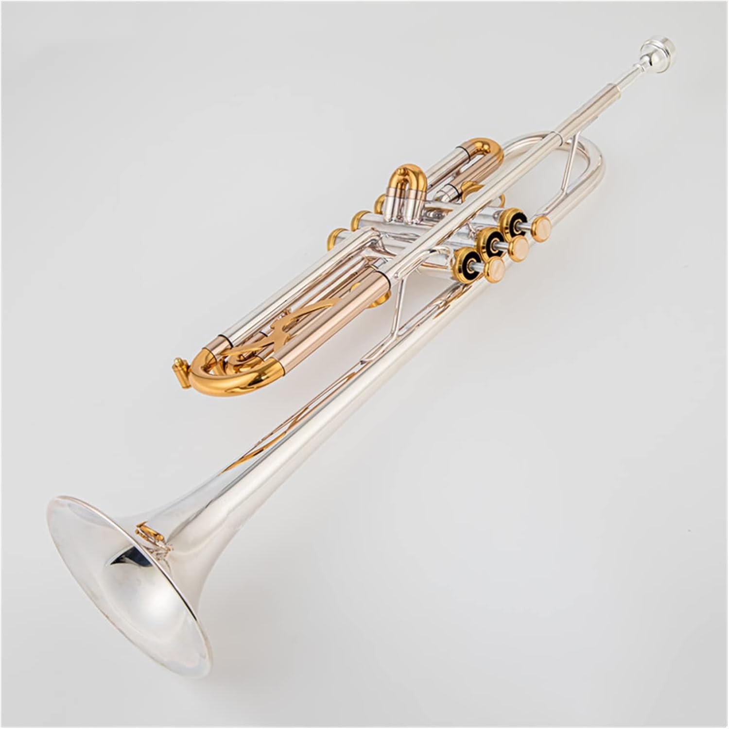 TSTS New Bb Trumpet Instruments Surface Golden Silver Plated Brass Bb Trompeta Professional Musical Instrument Professional Trumpet