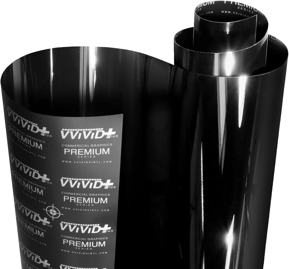 VViViD+ Ultra Gloss Premium Vinyl Car Wrap Film (10ft x 5ft, Gloss Piano Black)