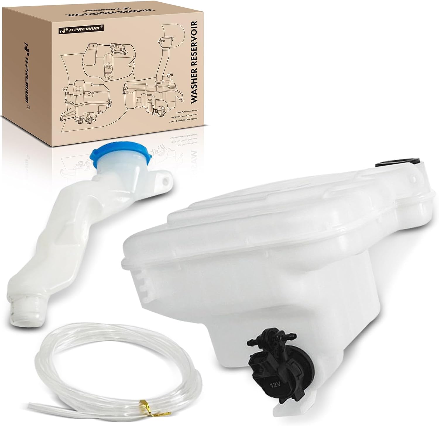 A-Premium Windshield Washer Reservoir Compatible with Select Honda Models - Fit 2015-2020, with (Cap/Washer Pump/Hose/Filler Neck/Bracket) - Replace# 76841T5RA01PFM, 76846TP6C01