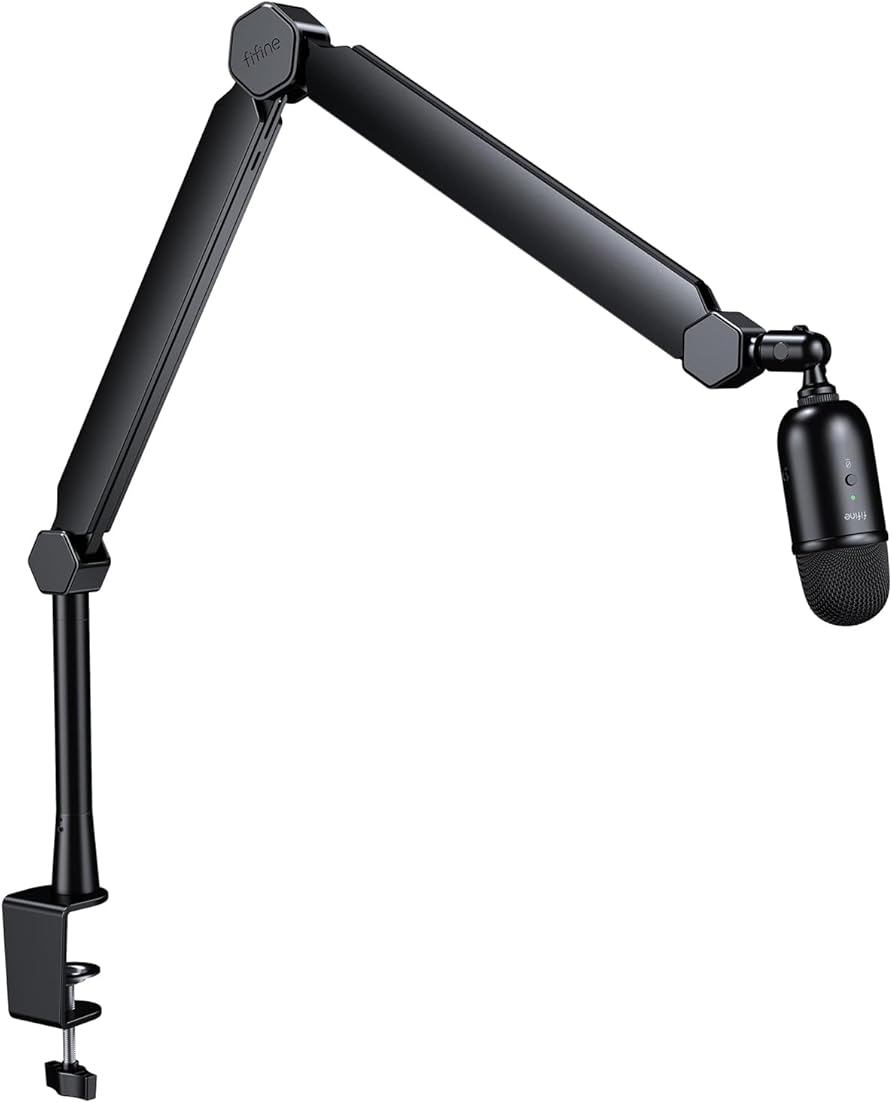 FIFINE USB Podcast Microphone Kit, Condenser Computer with Mic Boom Arm Bundle, Heavy Duty Metal Mic for Recording Streaming Podcast, PC Micophone with Gain Control, Mute Button for Vocal (K678+BM66T)