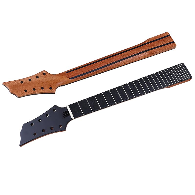 Guitar Part for 8 Strings Electric Guitar Neck 24 Frets Okoume Wood Neck Black with Double Truss Rod Double Back Line 7.5cm Heel Width