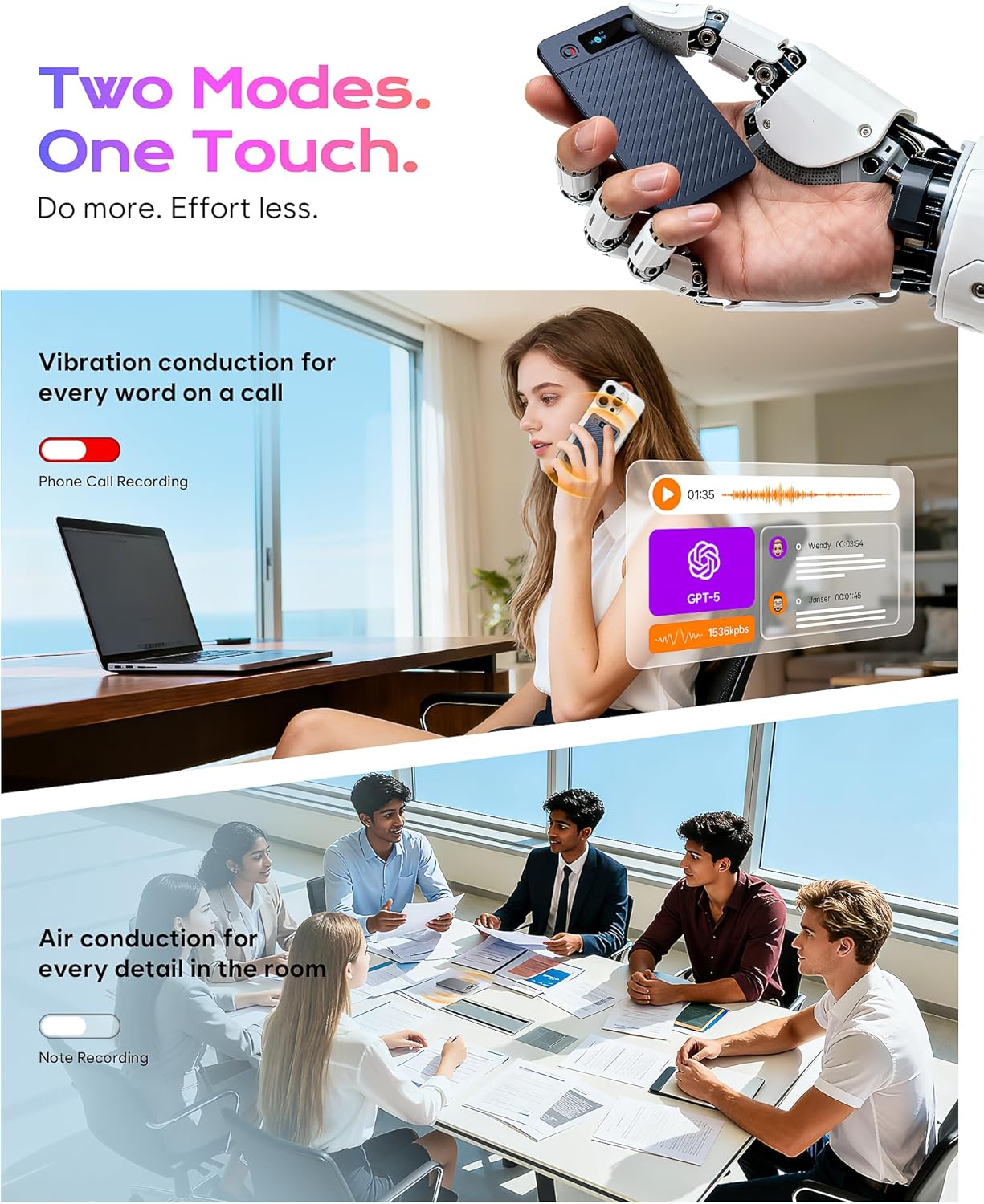 AI Voice Recorder, 64GB Note Taking Device w/Magnetic Case, App Control, AI Technology Transcribe & Summarize Free, 121 Languages, 45H Battery, Audio Recorder for Lectures Meetings Calls