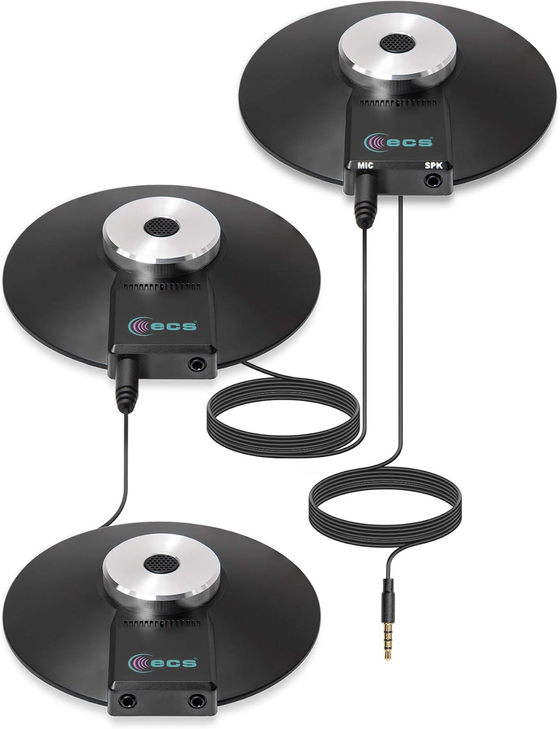ECS WordForum 3.5mm TRRS 4 Pole Stereo Speaker Output Jack - Includes Two (2) WordForm 3.5mm TRS Stereo 360° Omnidirectional Conference Microphones - Recordings for Meetings
