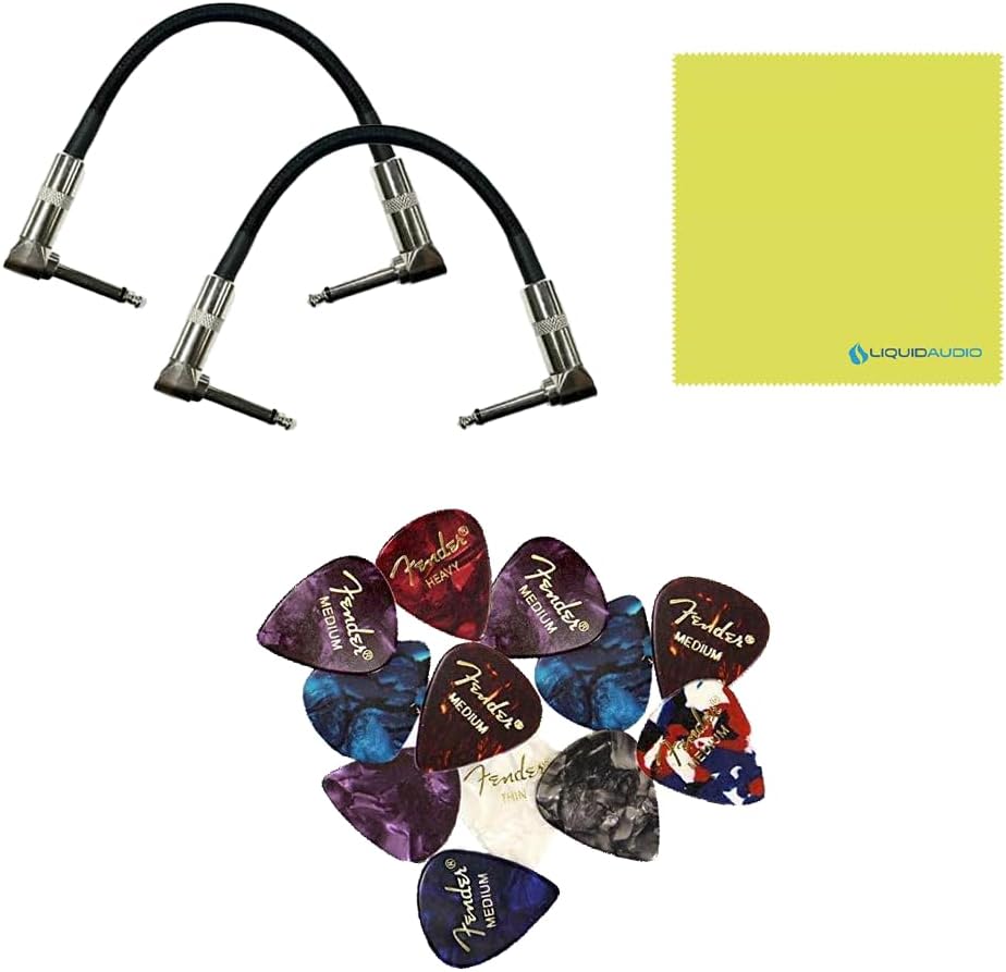 Morley 20/20 Bad Horsie Wah Pedal Bundle with 2x Strukture S6P48 Woven Right Angle Patch Cables, 12x Guitar Picks and Liquid Audio Polishing Cloth