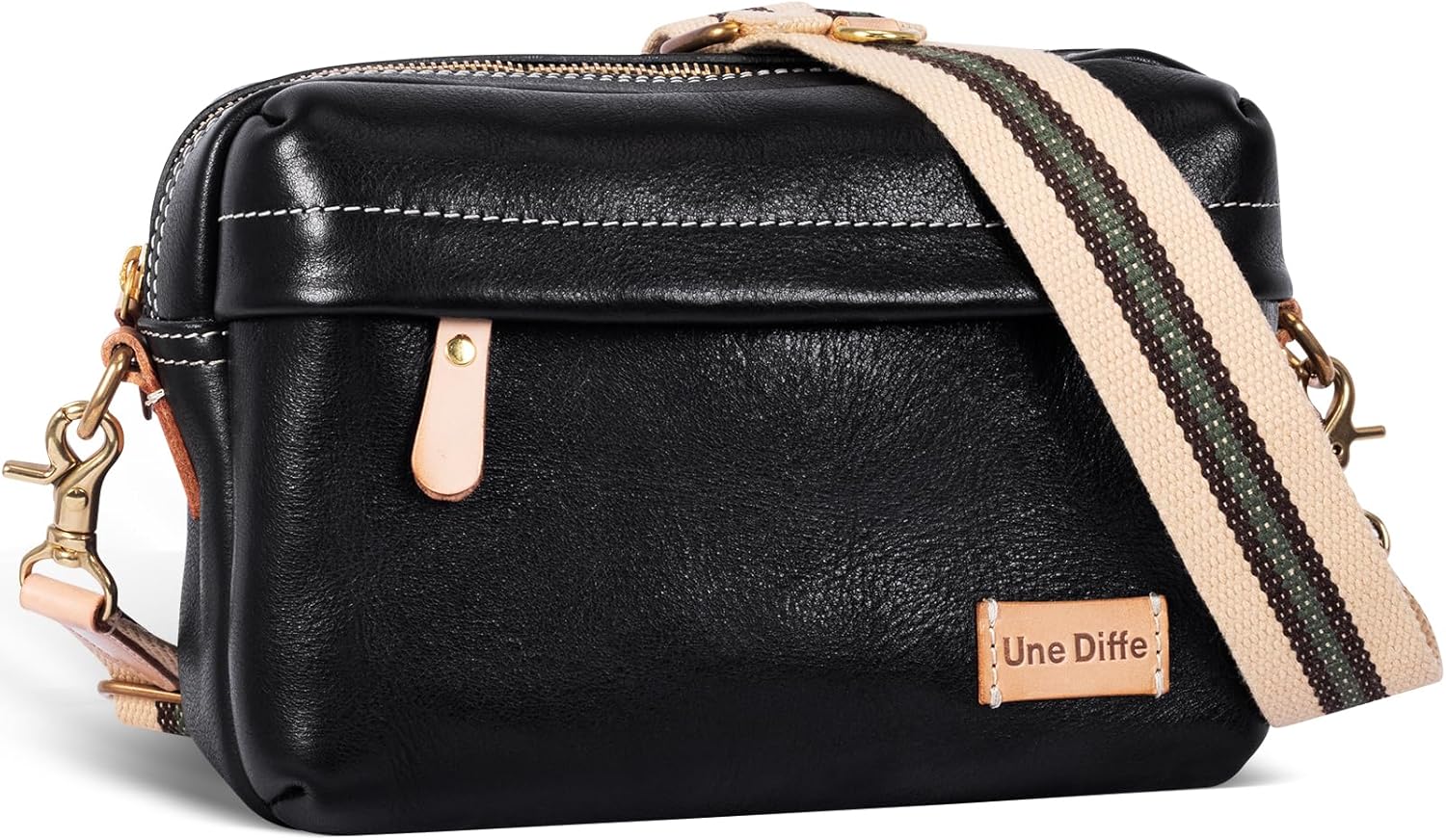 Leather Cross Body Bag for Women Men,Adjustable Leather Strap,Pure Copper Hardware