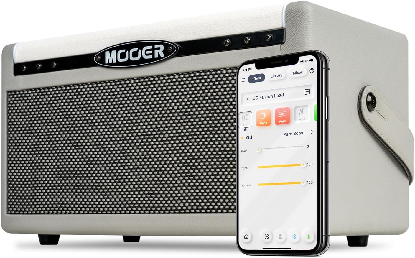 MOOER SD30i Practice Guitar Amp Portable Smart Amplifier, Bluetooth 30W Stereo Sound, 5Hrs Bettary Life, with 101 Effects, 80s Looper and 40 Drummer for Electric Guitar