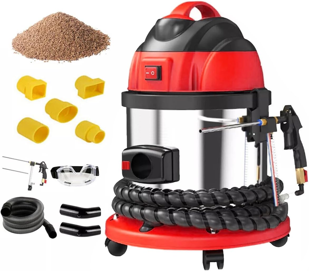 QPKING HTS558 Walnut Blaster Machine Kit,Engine Carbon Cleaner with Built-in Vacuum & Dust Filter,120PSI Desludging Tool for Intake & Exhaust Valve Cleaning,5 Adapters,2KG Walnut Sand,1200W,110/220V