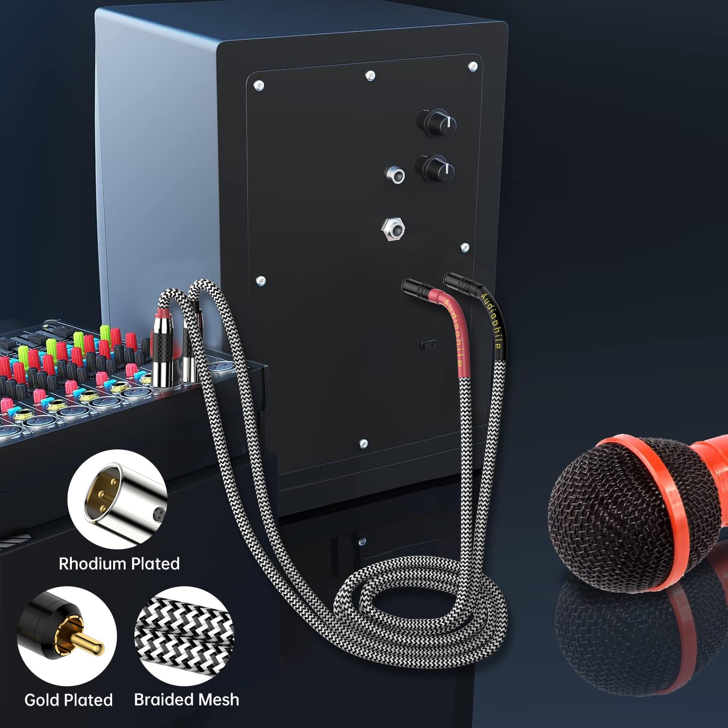 Balanced Audio 2RCA Male to Dual XLR Male Connections Cables 3M/10FT Audiophile HiFi Interconnect for Home Theater, Amplifiers, and Hi-Fi Systems