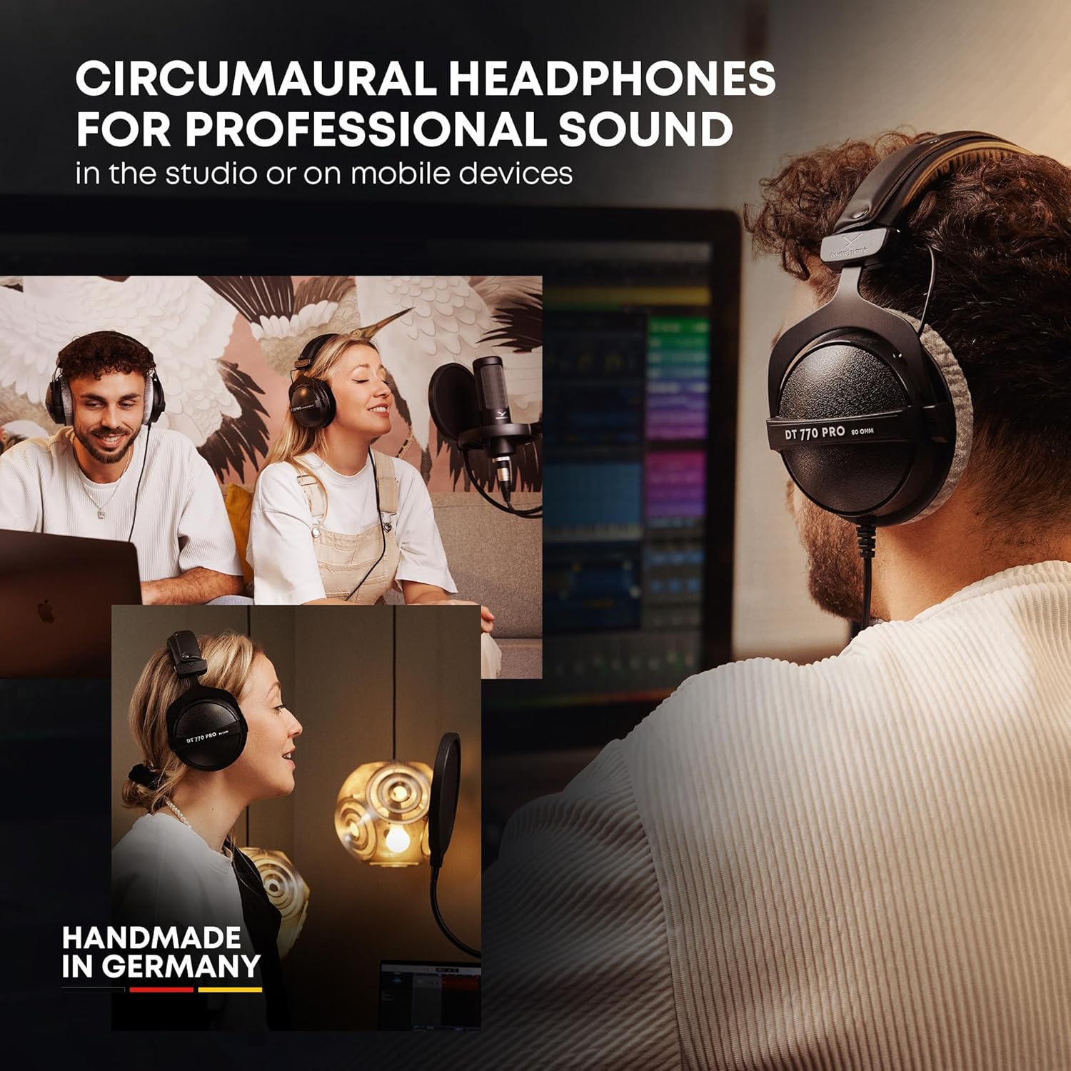 beyerdynamic DT 770 PRO 80 Ohm Over-Ear Studio Headphones in Gray. Enclosed Design, Wired for Professional Recording and Monitoring