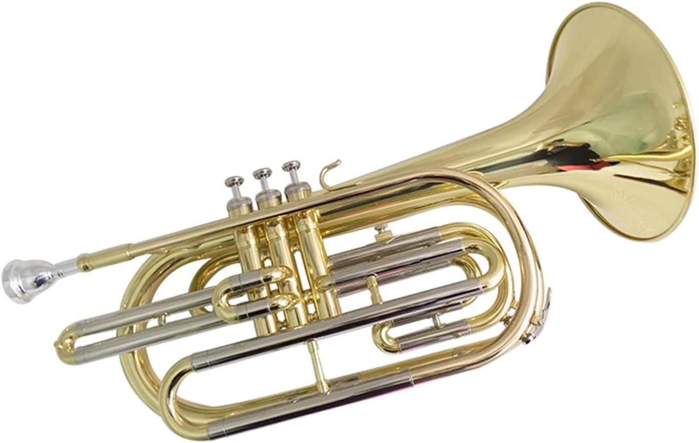FLFL Student Trumpet Bb Marching Trombone with Hard Case Mouthpiece Lacquer Silver Nickel Plated Trombones Musical Instruments (Color : Lacquer Gold)