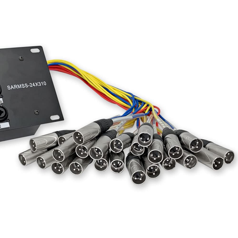 Seismic Audio SARMSS-24x310-24 Channel XLR TRS Combo Splitter Snake Cable - 3' and 10' XLR Trunks