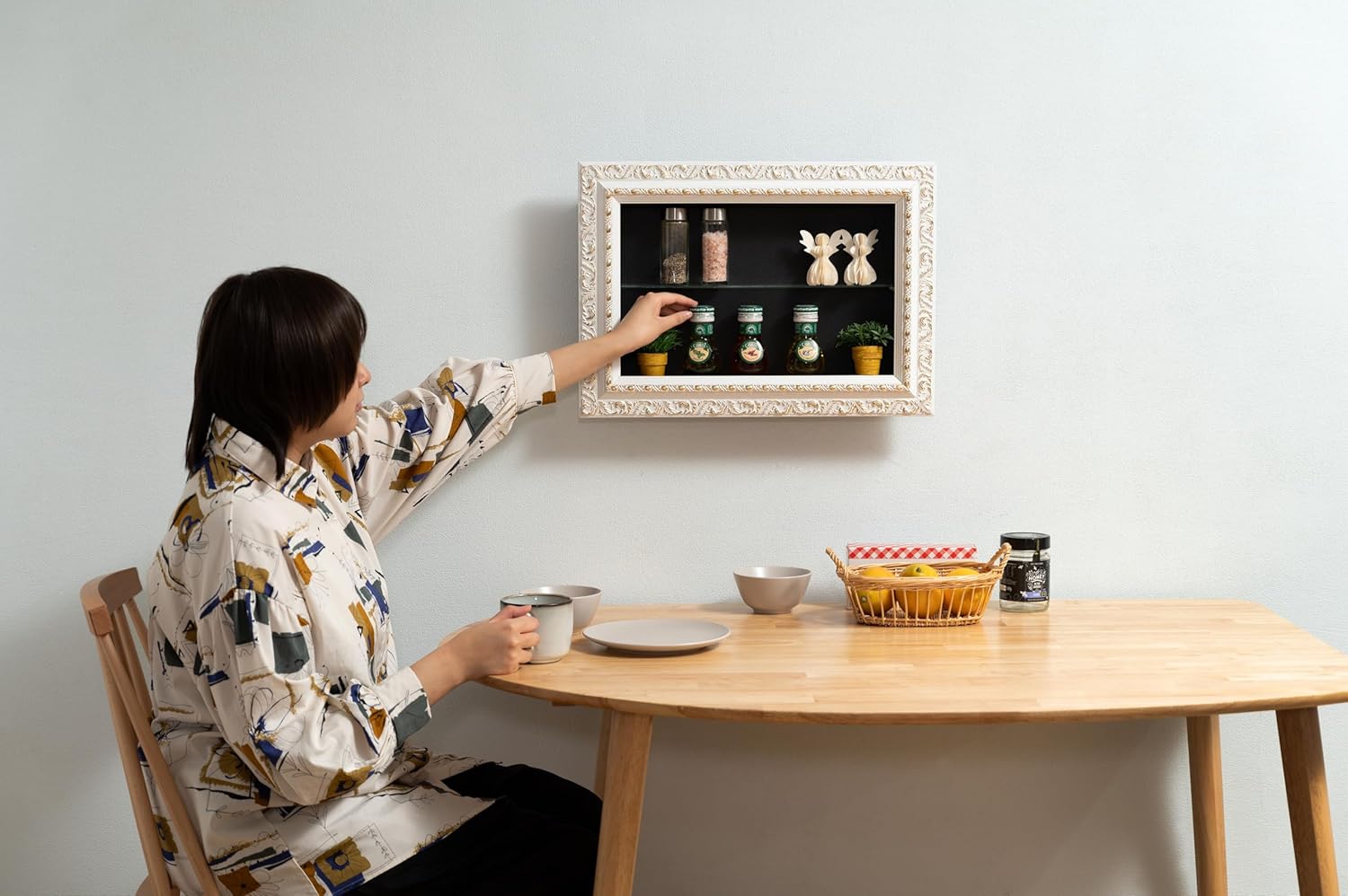 PaletteLife Rococo Style Shadow Box Wall Cabinet, Antique Gold Frame, Square Type, 17.7 x 11.8 (45x30cm), Depth 2.4