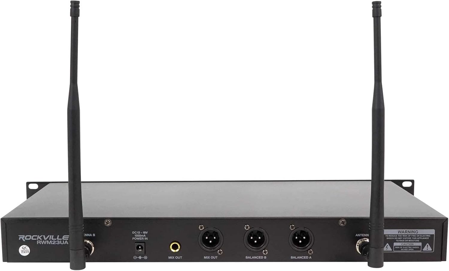 Rockville RWM23UA UHF Wireless Pro Rack Mount Dual Microphone System, 20 Channels, Long Range, Dual LCD Displays, Separate Outputs, for Karaoke and Live Performances