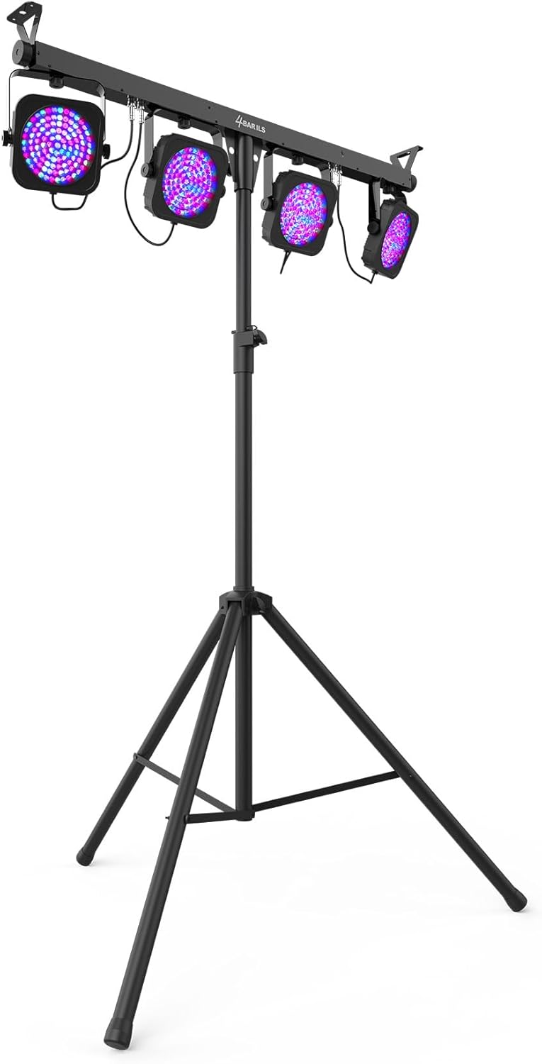 Audiosavings Bundle: (2) Chauvet DJ 4BAR ILS Wash Lighting System w/(4) Par Lights+Tripod+Footswitch+Bag