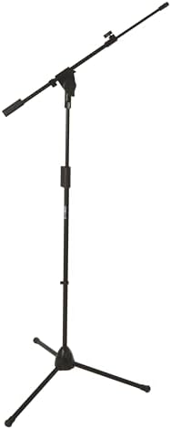 QUIK LOK Professional Microphone Stand with Heavy-Duty Cast-Alloy Tripod Base and Telescopic Mic Metal Boom Swivel, Black (A-514)