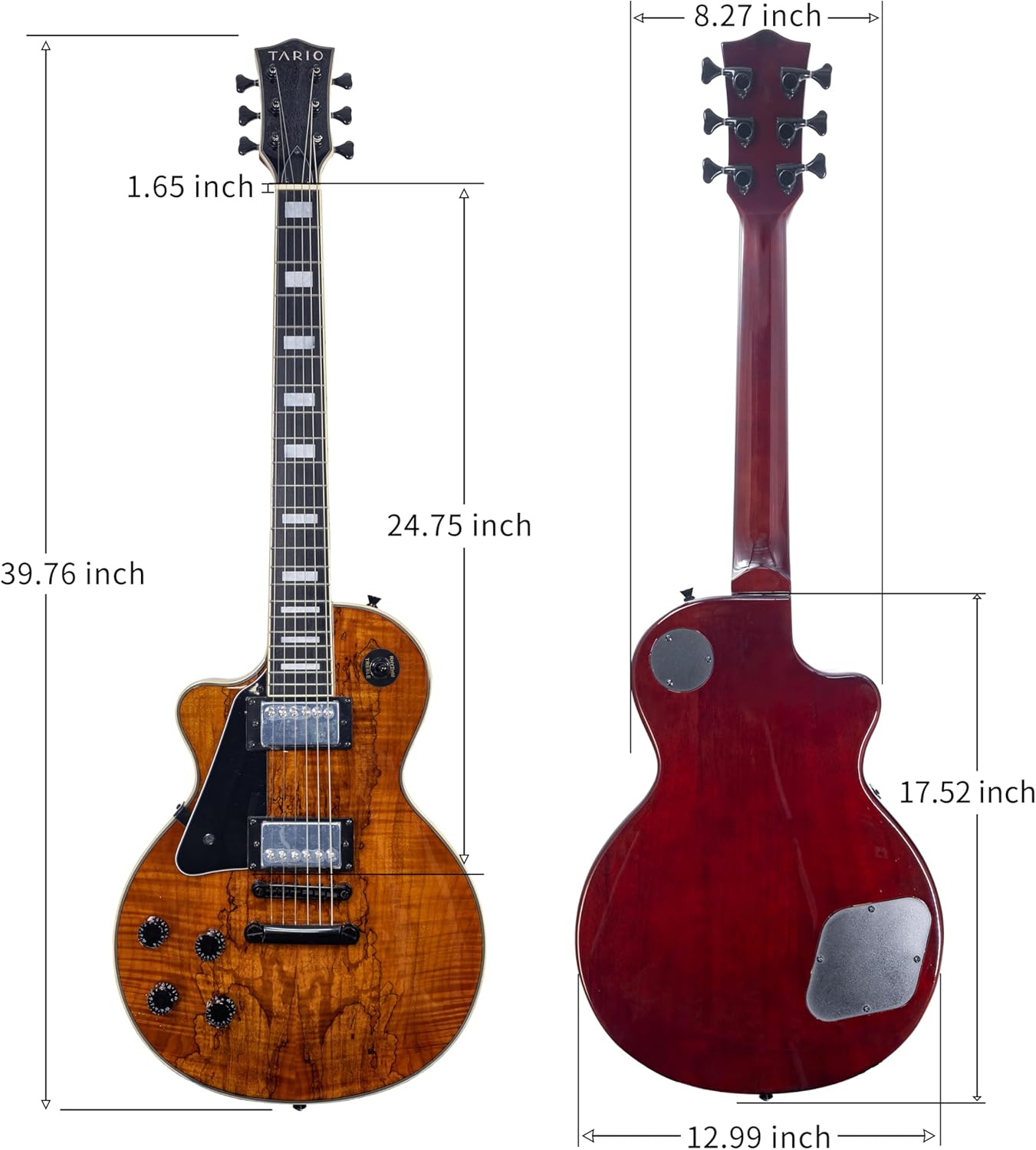 Tario Left Hand Electric Guitar Spalted Maple Top with Okoume Body Maple Neck