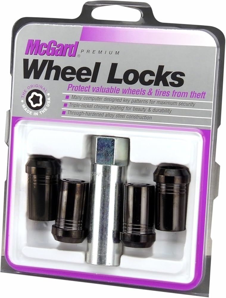 McGard 25112 Black (M14 x 1.5 Thread Size) Tuner Style Cone Seat Wheel Lock, (Set of 4)