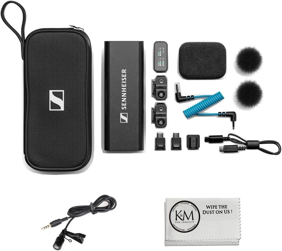 Sennheiser Profile 2-Person Clip-On Wireless Audio System/Recorder for Camera & Smartphone | 2.4 GHz Bundle with Lavalier Microphone+ Cleaning Cloth (3 Item)
