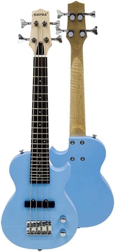 Mini 4-String Electric Bass Guitar 30-Inch Short Scale Compact Design – Lightweight Portable Travel Bass with Colorful Finish for Practice, Recording, Stage & Home Use (Clear)