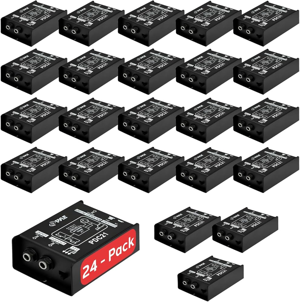Pyle PDC21 Direct Injection Audio Box - Passive DI Unit for Guitar & Bass, Hum Eliminator, 1/4
