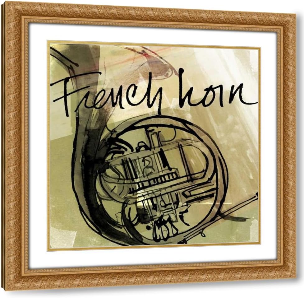 Tavoletti, Anne 28x28 Large Gold Ornate Frame and Double Matted Museum Art Print Titled French Horn