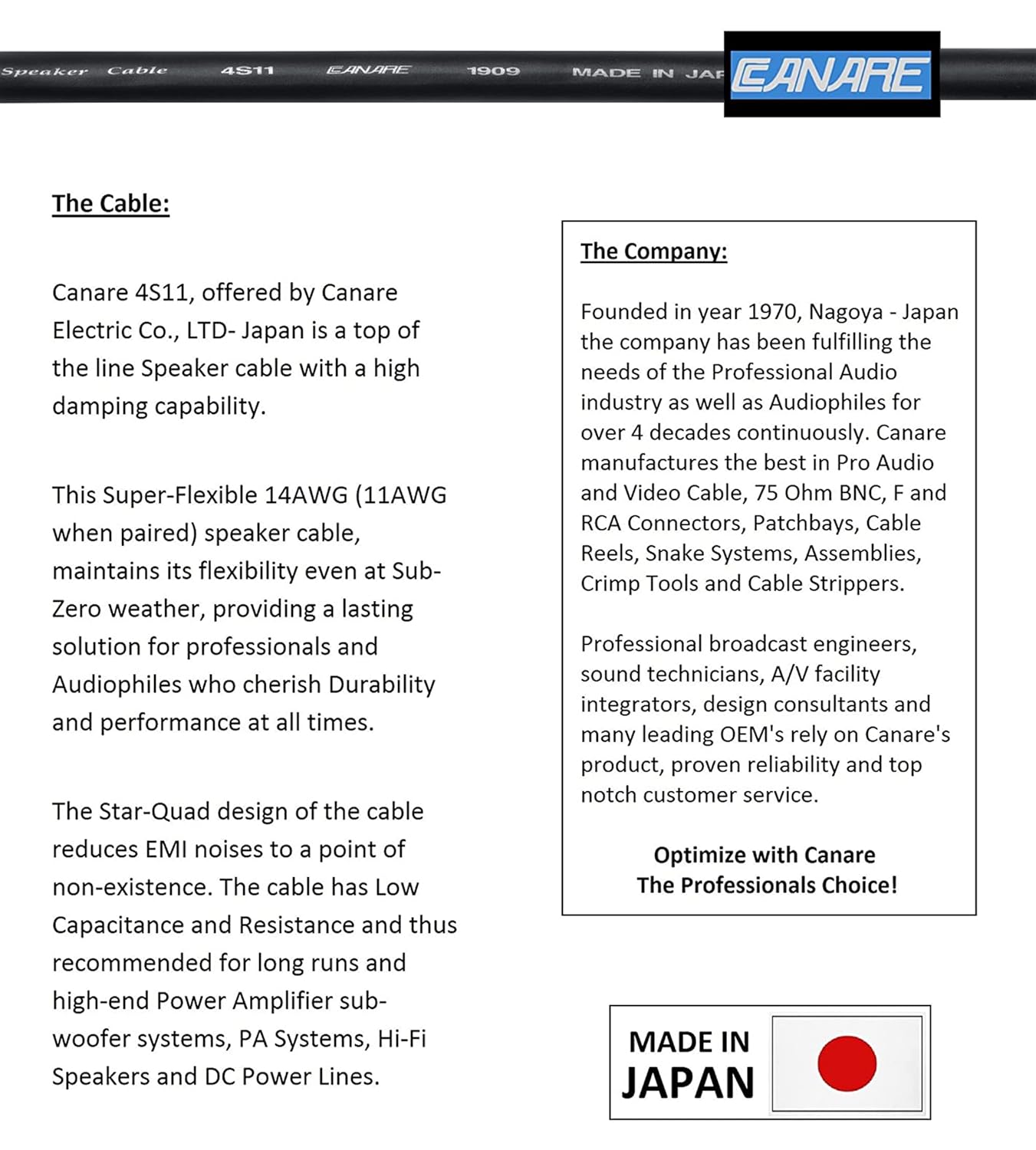 WORLDS BEST CABLES 10 Foot - Canare 4S11 – Audiophile Grade - HiFi Star-Quad Bi-Amp Speaker Cable Pair with Eminence Gold Banana & Spade Connectors [Banana x4 – Spade x4]