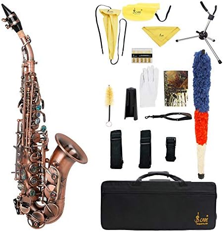 Red Antique Saxophone Bb Key Woodwind Instrument Brass Material with Carrying Case Sax Stand Gloves Cleaning Cloth Brush Sax Strap Mouthpiece Brush