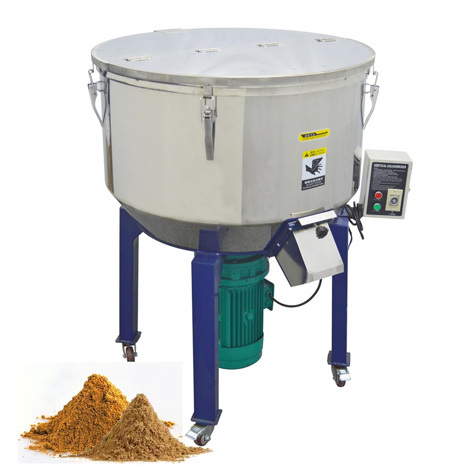 Industrial Blender Mixer Vertical Color Mixer 150kg Tank Material Mixing Machine Vertical Blade Vortex Type Blender 5.3HP Stainless Steel Blending Mixing Machine, AC220V Triphase