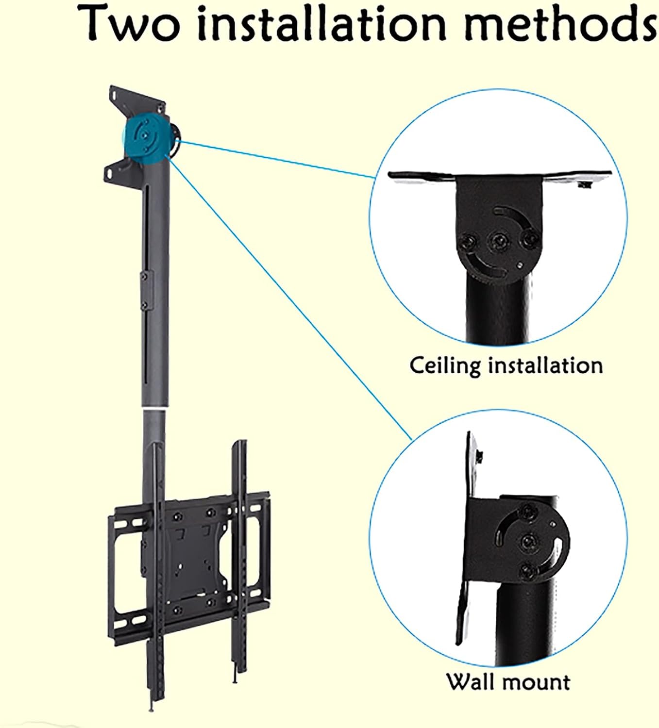 TV Bracket tv Wall Mount Ceiling TV Mount Fits Most 32-65inch LCD Flat Screen, Two Installation Methods: Ceiling and Wall (500-1000mm
