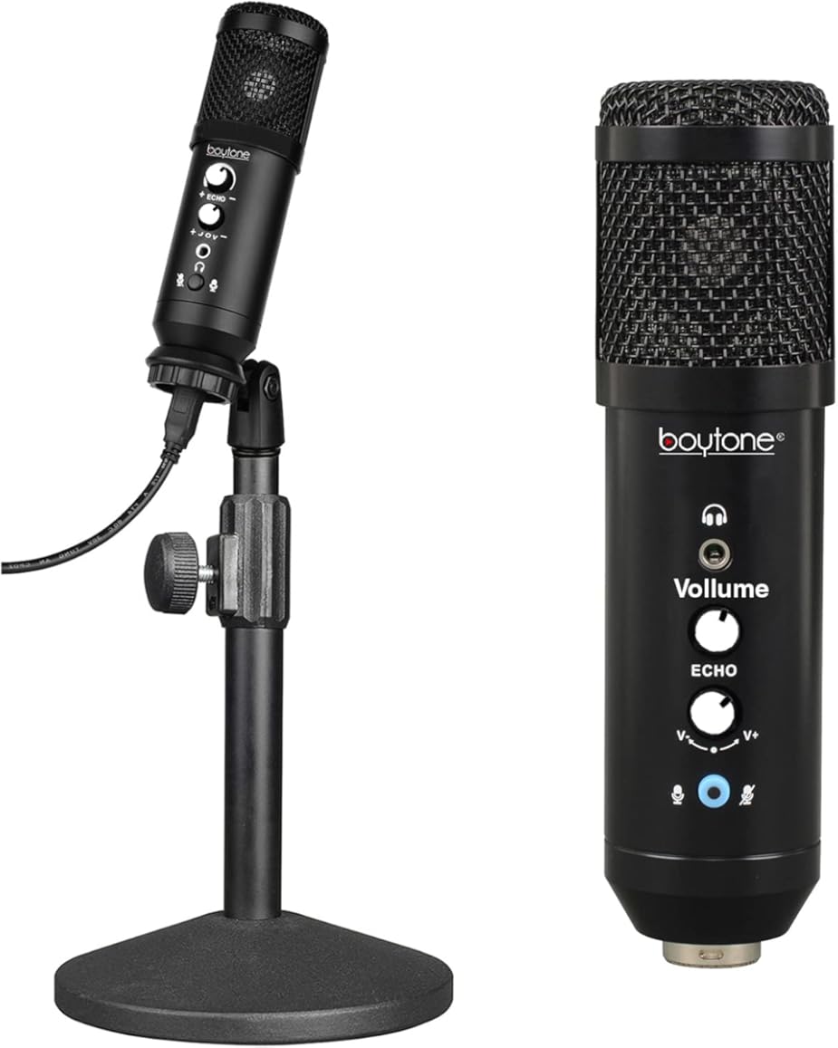 Boytone, Professional Cardioid Studio Recording Mic 25mm Diaphragm USB Microphone Streaming Vocal Recording, Podcasting Condenser Microphone for PC and Mac, Quality Sound, Plug & Play (BT-78SM)