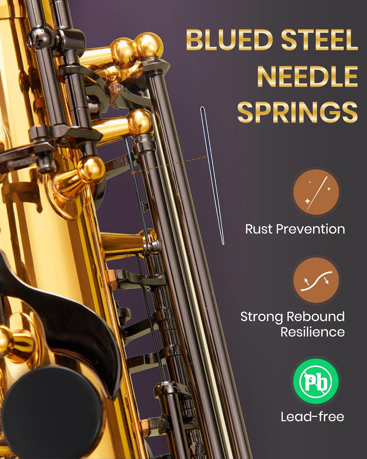 Fesley Saxophone E Flat Alto Saxophone: Saxofón Alto for Professional, Sax for Beginners & Students, Saxophones with Reeds, Neck Strap, Sax Case & Portable Cleaning Kit, Black & Gold