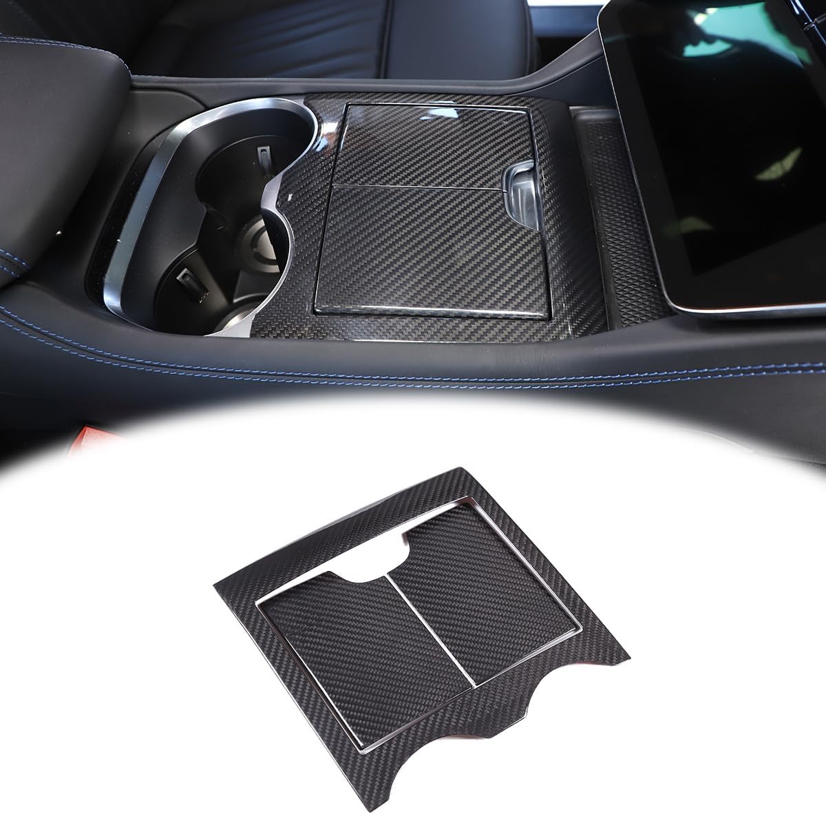 Real Carbon Fiber Center Console Storage Box Cover Panel Frame for Maserati Grecale 2022 + Automotive Interior Accessories (Black)