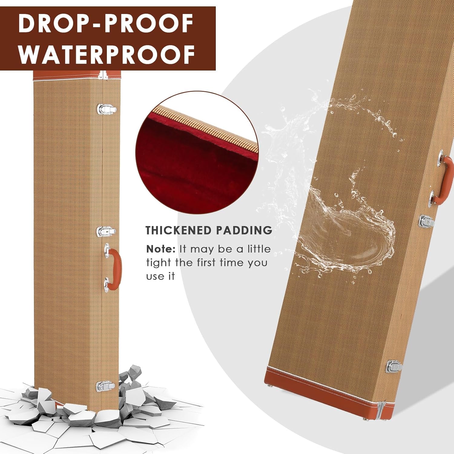 Ktaxon Electric Bass Guitar Hard Case, Wooden Hard-Shell Protective 46