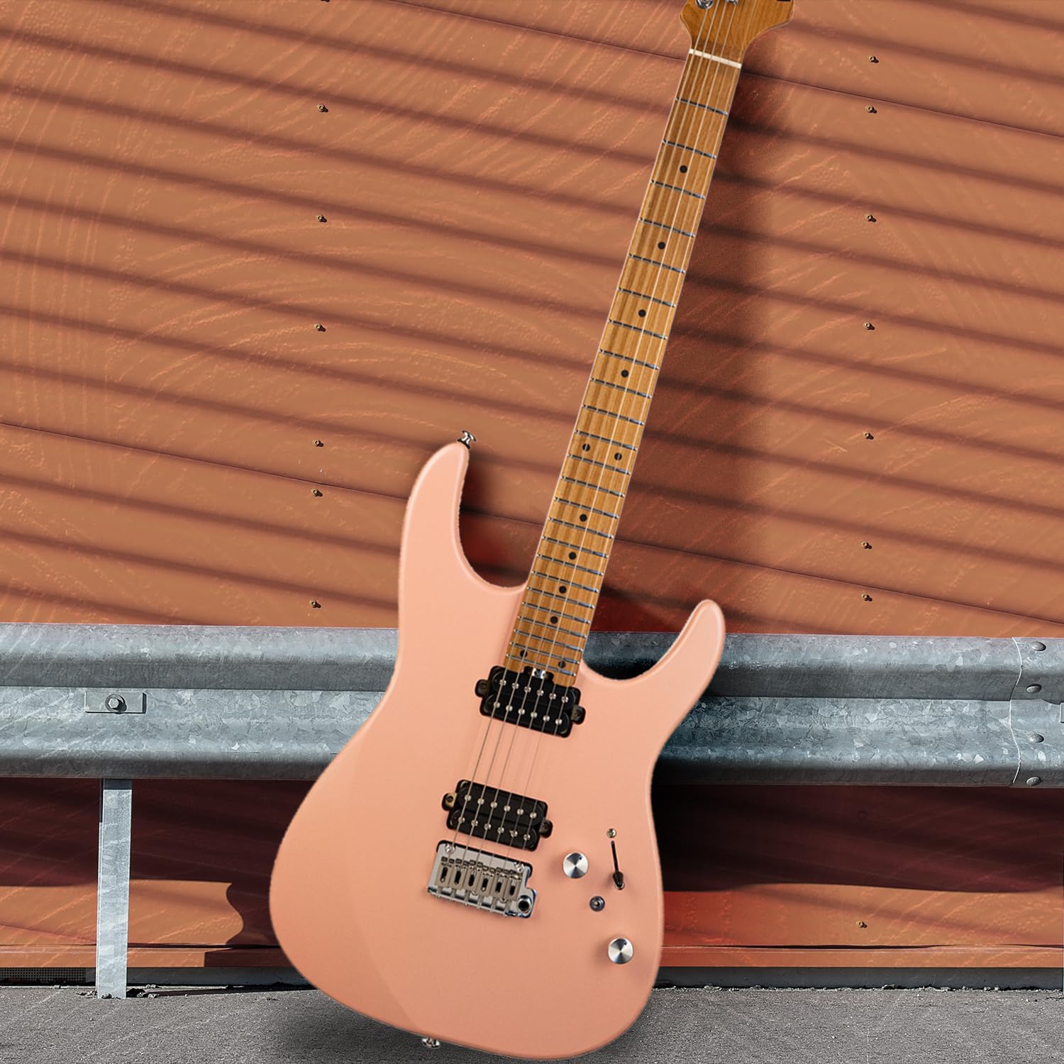 EART 6 String Solid Body Electric Guitar EYP-24 Roasted Bookmatched Mahogany Body Artones-Hh-Y Pickup Set for Creative Young Musicians with Gigbag