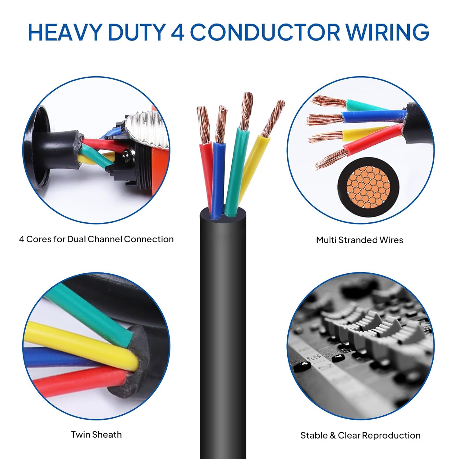 25 Feet Pack of 2 Heavy Duty 4 Pole SpeakOn Cables, 12 Gauge for PA DJ Studio, Stage Extension Wire with Twist Lock (4 Conductors, 25Ft.)