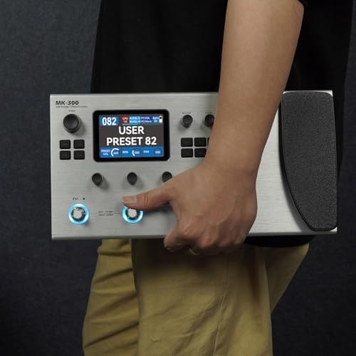 Asixxsix M Guitar Effects Processor, 120 AMP Drum Machine, Portable Guitar Multi Effects Processor Pedal, 4 Switch Control System and a 3.5Inch Screen