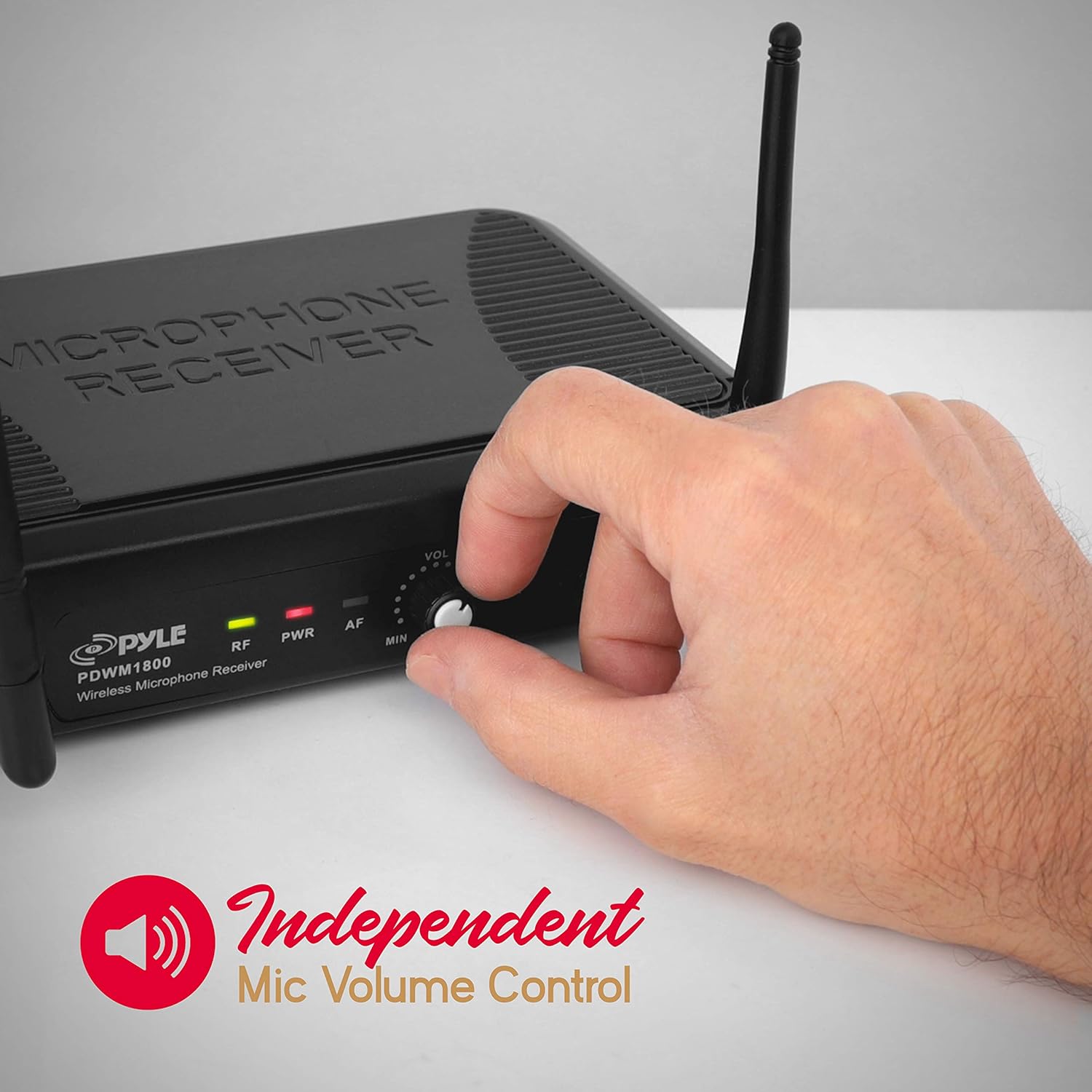 Pyle UHF Wireless Microphone System - Professional Dynamic Wireless Mic Set, handheld mic and receiver, power adapter, Audio Cable - Great for PA, Conference, Karaoke, and Dj Party