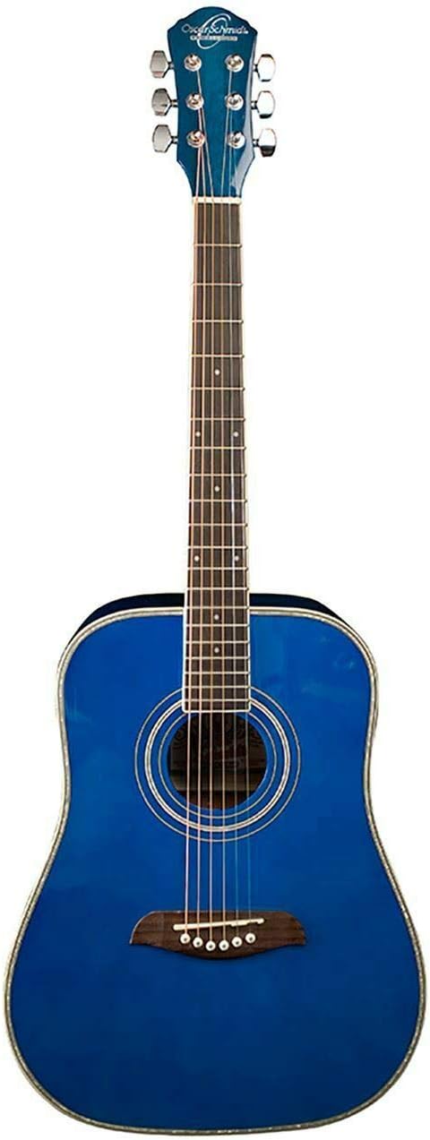 Oscar Schmidt OGHS-TBL 1/2 Size Dreadnought Acoustic Guitar - Transparent Blue
