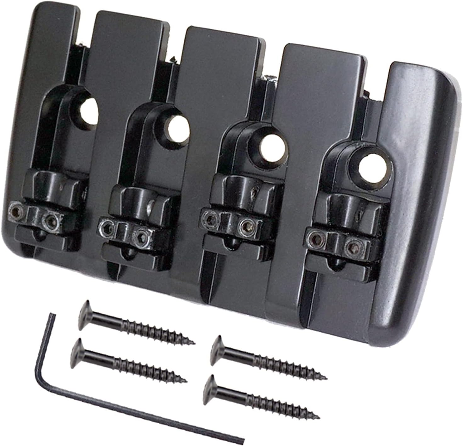 Guitar Bridge System Set High End Guitar Saddle Bridge Tailpiece String Instruments for 4 String Electric Bass Guitar Parts (Color : Black)