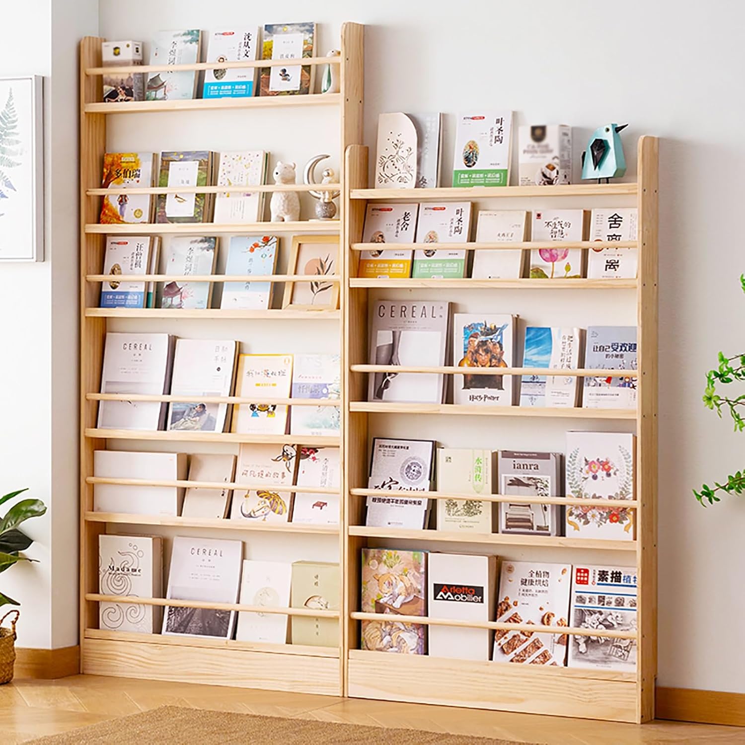 Behind Door Bookshelf, 4/5-Tier Wall Mounted Book Display Shelf, Storage Organizer, Space-Saving Open Storage Rack for Kids Room, Living Room, Study(120 * 60cm/47.2 * 23.6in)