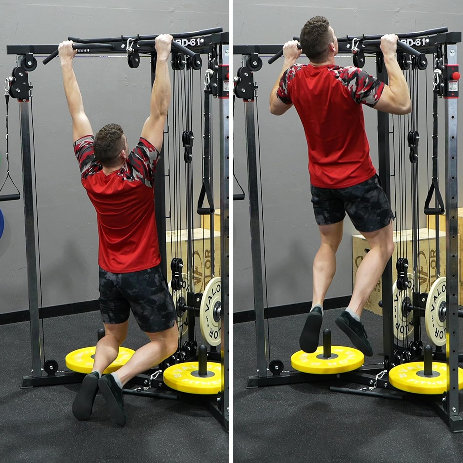 Valor Fitness Cable Crossover Machine - 17 Adjustable Positions with Pull Up Bars and Optional Bundle Attachments Max Weight 200 lb. Plate Loaded Pulley System for Home Gym Power Workout