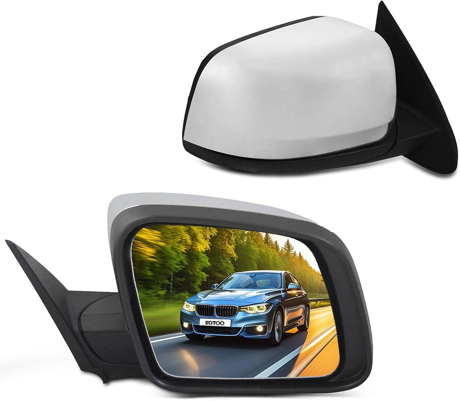 SCITOO Exterior Mirror Passenger Right Side Fit for 2011-2018 For Dodge For Durango Manual Folding Heated Black Metallic Finish Replacement Side Mirror CH1321388-AUT